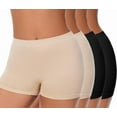 thumbnail image 1 of Plus Size XL-6XL BoyShorts Underwear for Women High Waisted Panties Stretch Briefs 4 Pack 2Black+2Skin 4XL, 1 of 7