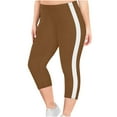 thumbnail image 1 of Plus Size Yoga Legging for Women Striped High Waist Stretch Comfy Casual Tights Oversized Basic Capri Pants for Workout Jogging, 1 of 5