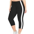 thumbnail image 1 of Plus Size Yoga Legging for Women Striped High Waist Stretch Comfy Casual Tights Oversized Basic Capri Pants for Workout Jogging, 1 of 5