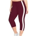 thumbnail image 1 of Plus Size Yoga Legging for Women Striped High Waist Stretch Comfy Casual Tights Oversized Basic Capri Pants for Workout Jogging, 1 of 5