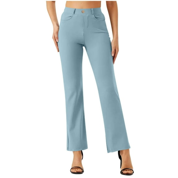 Plus Size Yoga Pants Women Solid Color Elastic Waist Straight Leg Casual Pants High Waist Wide Workout Leggings Casual Trousers