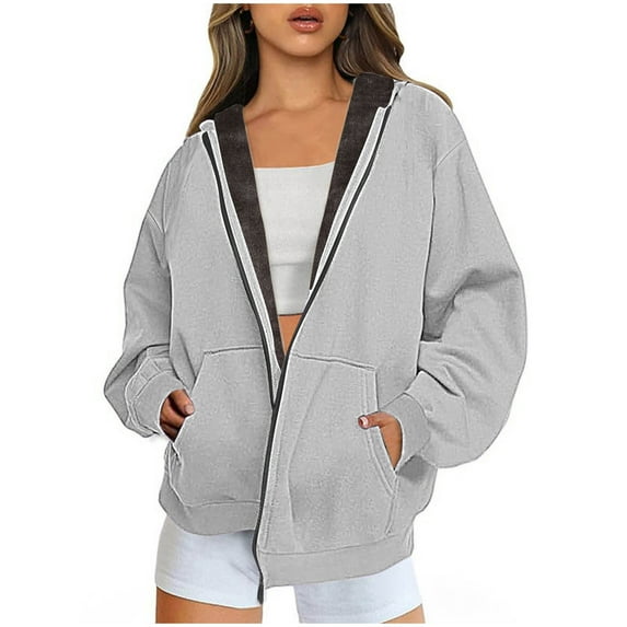 Plus Size Zip Up Hoodies for Womens Pullover Fashion Winter Warm And Fleece Heavy Printed Hooded Jacket With Zipper Double Pockets
