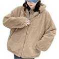 thumbnail image 1 of Plus Size Zip Up Jacket for Women Solid Color Casual Long Sleeve Zipper Warm Sweatshirt Tops Coat Zip Up Fleece Jacket Outerwear with Pocket, 1 of 4