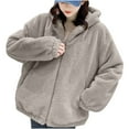 thumbnail image 1 of Plus Size Zip Up Jacket for Women Solid Color Casual Long Sleeve Zipper Warm Sweatshirt Tops Coat Zip Up Fleece Jacket Outerwear with Pocket, 1 of 4