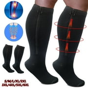 Plus Size Zipper Compression Socks 20-30 mmHg for Men and Women, Wide Calf S-6XL, Comfortable Cotton