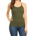 thumbnail image 1 of Plus Size Zipper Trim Stretchy Sleeveless Tank Top, 1 of 1