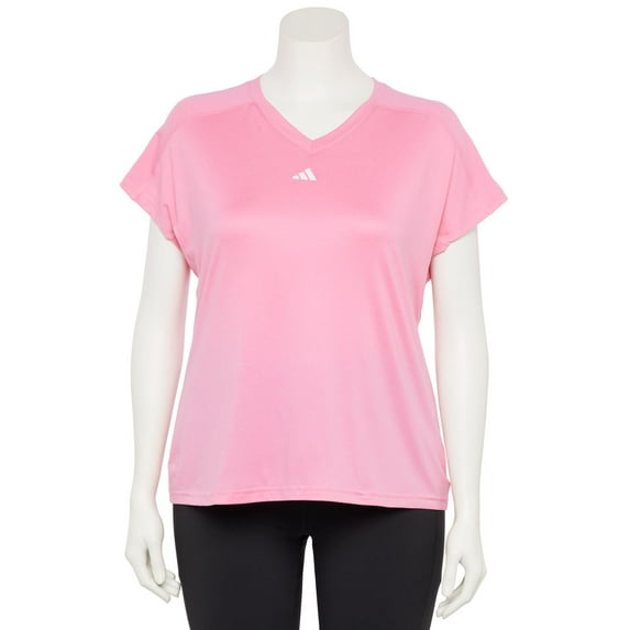 Plus Size adidas AEROREADY Training Essentials V-Neck Tee Color: Pink Size: 2X