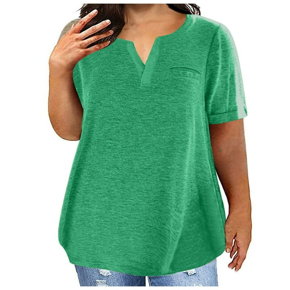 Plus Size for Women Sexy V-Neck Blouse Lace Casual Loose Summer Short Sleeve Blouse