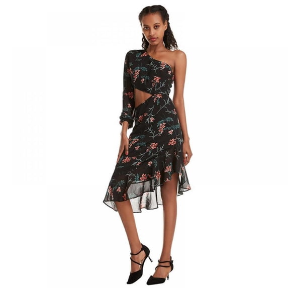 Plus SizeSummer Women Geometric Asymmetric Oblique Collar Maxi Dress Sexy Printed Pullover One Shoulder Long Dress Clubwear