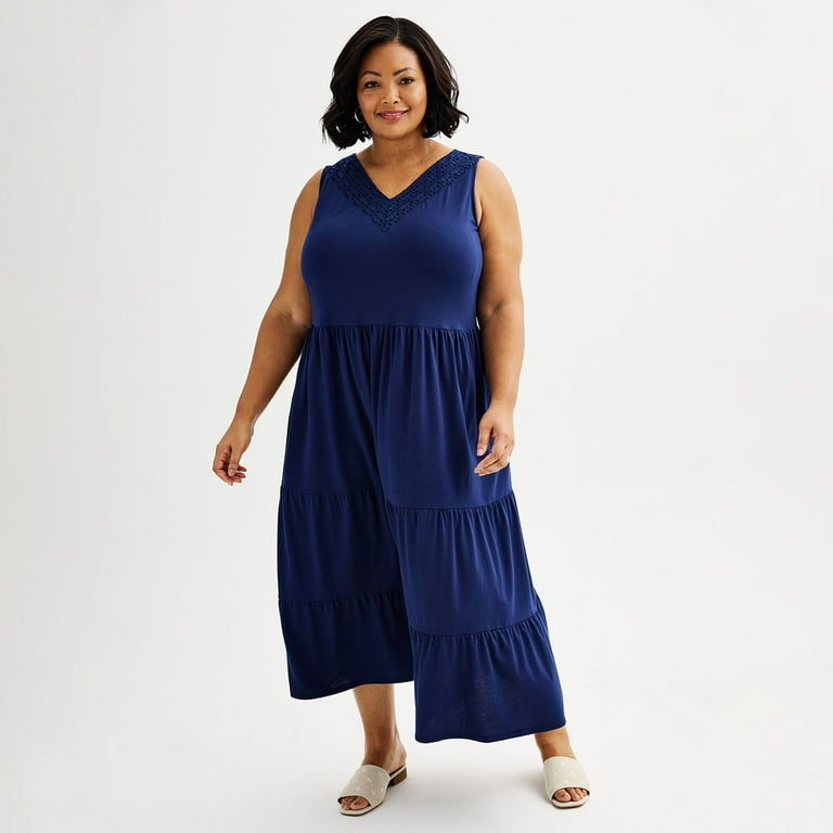 Plus Sized Croft Barrow Embroidered Tank Dress Color Seattle Navy Size 4X Walmart