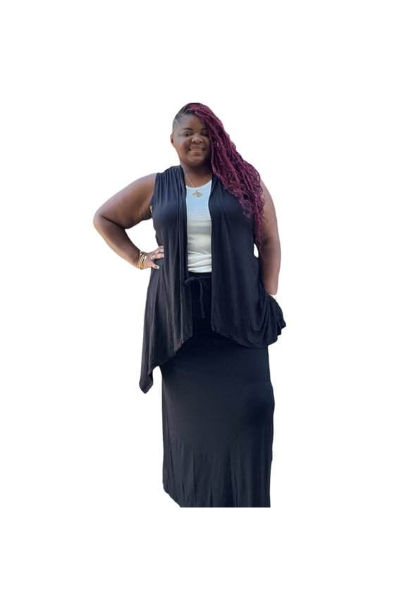 Plus Sleeveless Draped Open Front Cardigan