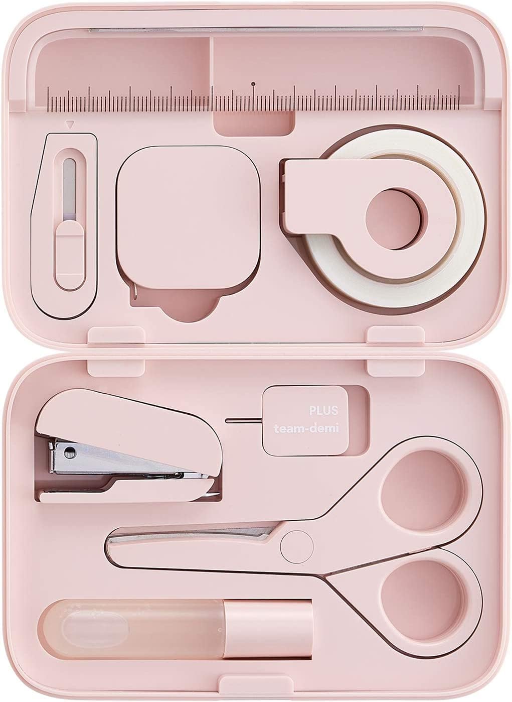 Plus Stationery Kit Pink (Scissors, stapler, tape, liquid glue, cutter ...
