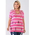 thumbnail image 1 of Plus Striped And Distressed Cut-out Top, 1 of 3