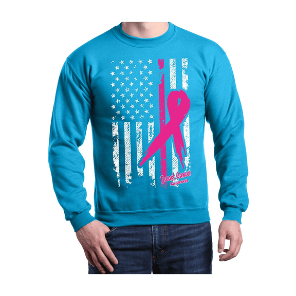 Plus Sweatshirts and Hoodies - Cancer Ribbon American Flag