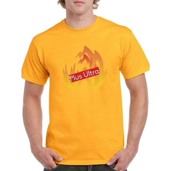 Plus Ultra Red Logo Men Gold T-Shirt, Male Large