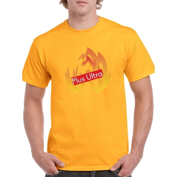 Plus Ultra Red Logo Men Gold T-Shirt, Male XX-Large