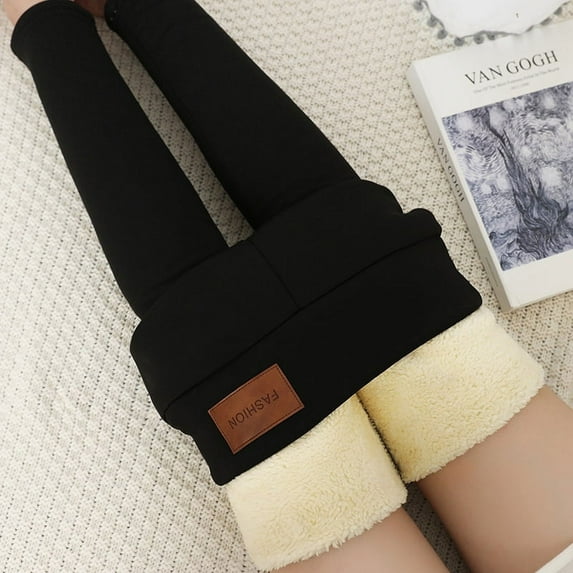 Plus Velvet Padded Lamb Fleece Leggings Women Wear Pencil Pants In Autumn And Winter One Pants High Waist Warm Pants Black 4XL