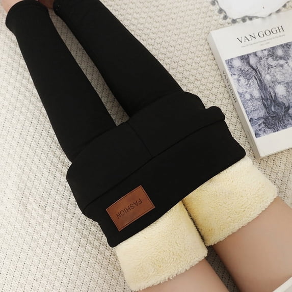 Plus Velvet Padded Lamb Fleece Leggings Women Wear Pencil Pants In Autumn And Winter One Pants High Waist Warm Pants Black M