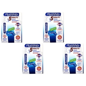 Plus White 5 Minute Speed Whitening System Fast & Effective Teeth Whitening Gel & Professional Dental Tray & Dental Whitening Rinse - 4 Pack