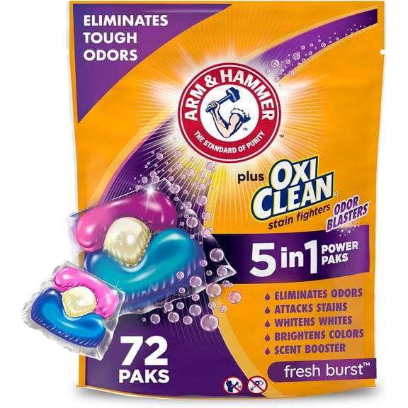 Plus With Odor Blasters Laundry Detergent, 5-IN-1 Power Paks, 72 Ct