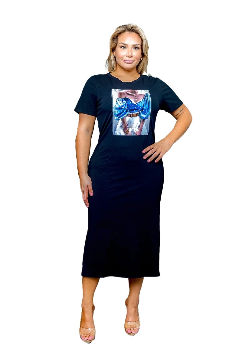 Maxi Dress Plus Size Graphic Shirt Dress Plus Women Graphic Tee