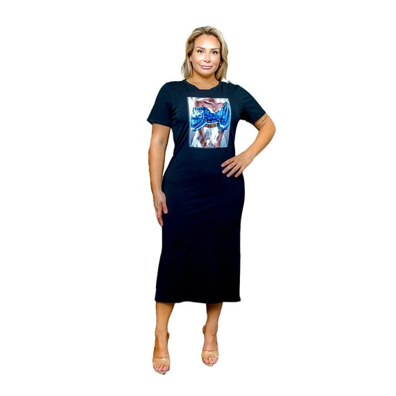 Plus Women Graphic Tee Maxi Dress