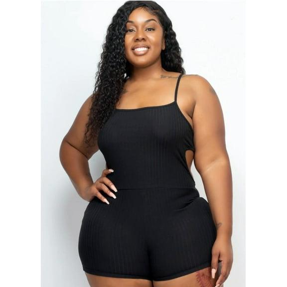 Plus Women Ribbed Bodycon Romper