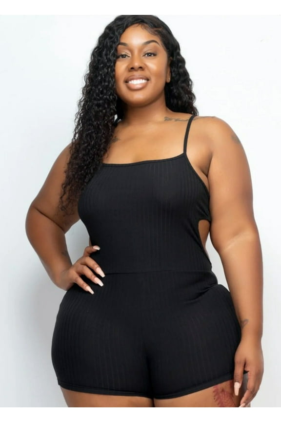Plus Women Ribbed Bodycon Romper