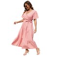 thumbnail image 1 of Plus Women's Plus Size A-Line Deep V-Neck Elastic Sash Waist Maxi Formal Dress, 1 of 9