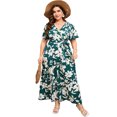 thumbnail image 1 of Plus Women's Plus Size A-Line Deep V-Neck Elastic Sash Waist Maxi Formal Dress, 1 of 9