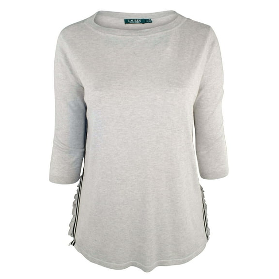 Plus Women's Ruffle-Trim Striped Sweater G 1X