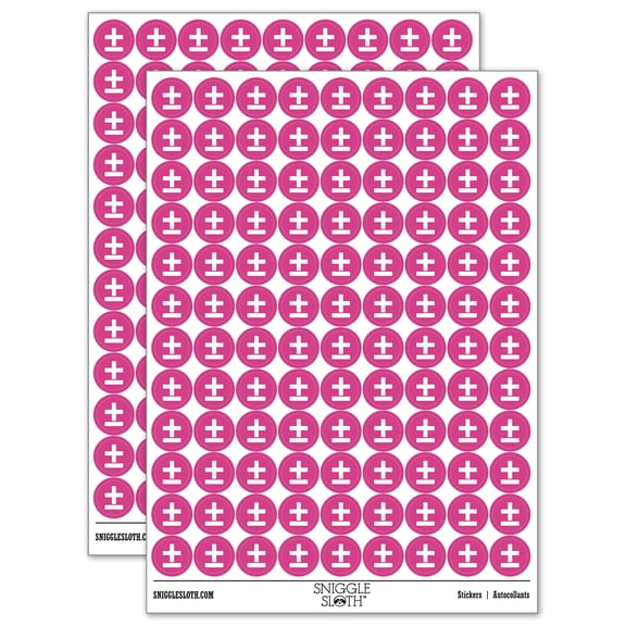 Plus or Minus Range of Values Math Symbol 200+ Round Stickers - Hot Pink - Gloss Finish - 0.50" Size