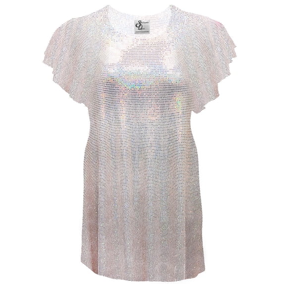 Plus size 0x Extra Tall Womens Soft Peach Aurora Designer Print Tunic Tops Casual Ruffled Sleeve Shirts Blouses