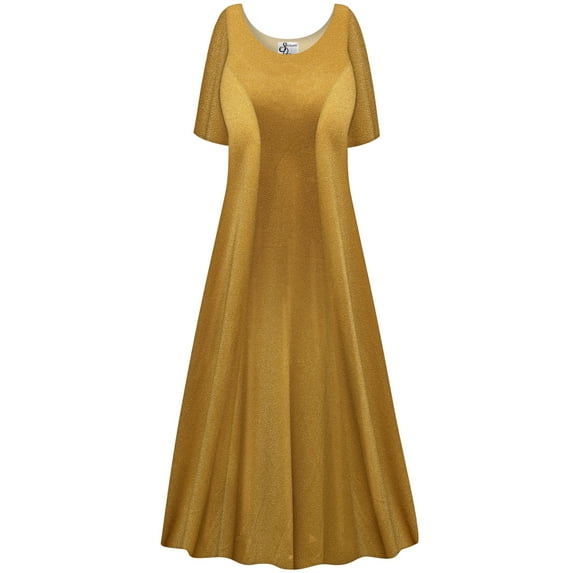 Plus size 1x Extra Tall Womens Dress Saffron Glow Short Sleeve Princess Cut