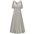 thumbnail image 1 of Plus size 1x Tall Womens Dress Essential Taupe Designer Print Short Sleeve Low V-Neck Princess Cut, 1 of 1