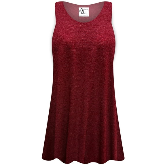 Plus size 1x Womens Sleeveless Crimson Ember Tunic Tops Casual Loose Fitting Flowy Shirts Blouses
