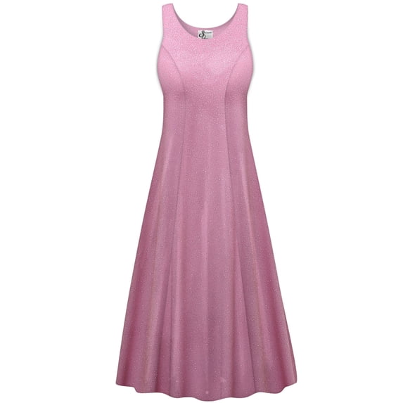 Plus size 2x Womens Dress Soft Pink Sparkling Designer Print Sleeveless Princess Cut