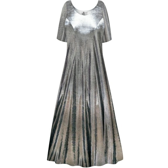 Plus size 3x Extra Tall Womens Dress Silver Metallic Short Sleeve Princess Cut