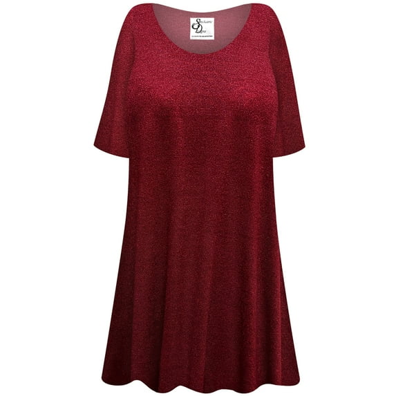 Plus size 3x Extra Tall Womens Short Sleeve Crimson Ember Tunic Tops Casual Loose Fitting Flowy Shirts Blouses