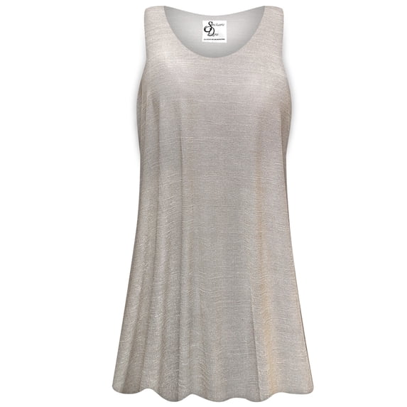 Plus size 3x Extra Tall Womens Sleeveless Essential Taupe Designer Print Tunic Tops Casual Loose Fitting Flowy Shirts Blouses