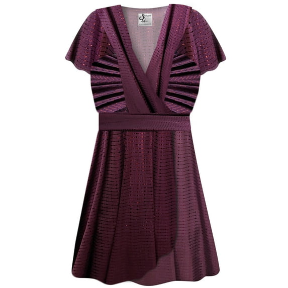 Plus size 3x Extra Tall Womens Top Burgundy Mirror Reflection Designer Print Slinky Magic Babydoll Short Sleeve