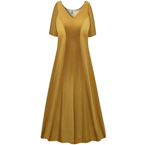 Plus size 3x Petite Womens Dress Saffron Glow Short Sleeve High V-Neck Princess Cut
