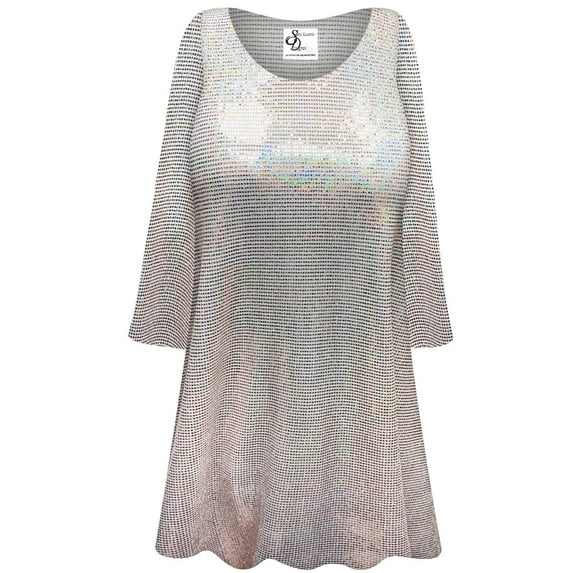 Plus size 3x Womens Long Sleeve Soft Peach Aurora Designer Print Tunic Tops Casual Loose Fitting Flowy Shirts Blouses