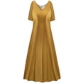 thumbnail image 1 of Plus size 4x Petite Womens Dress Saffron Glow Short Sleeve High V-Neck Princess Cut, 1 of 4