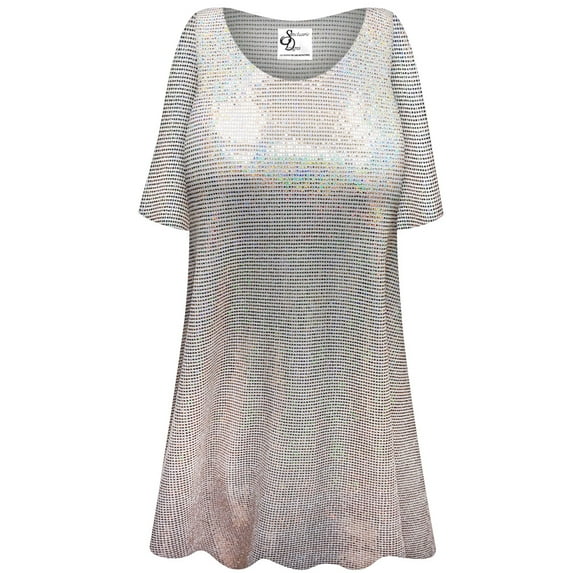 Plus size 4x Petite Womens Short Sleeve Soft Peach Aurora Designer Print Tunic Tops Casual Loose Fitting Flowy Shirts Blouses
