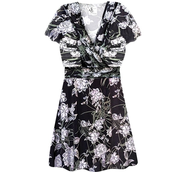 Plus size 4x Womens Top Silver Glitter Floral Print Slinky Magic Babydoll Short Sleeve