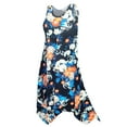 thumbnail image 1 of Plus size 6x Womens Sleeveless Blue Floral Illusion Designer Print Swimsuit Cover Up Dress with Pockets, 1 of 4
