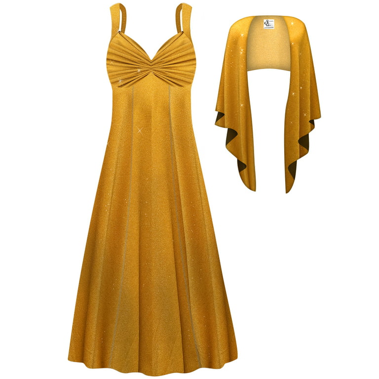 Plus size 7x Extra Tall Womens Dress Saffron Glow with FREE Shawl Party  Elegant Dress