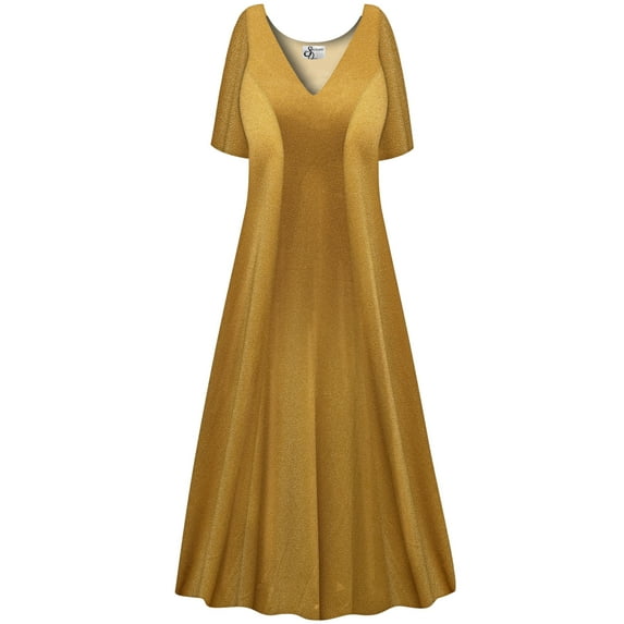Plus size 7x Tall Womens Dress Saffron Glow Short Sleeve Low V-Neck Princess Cut