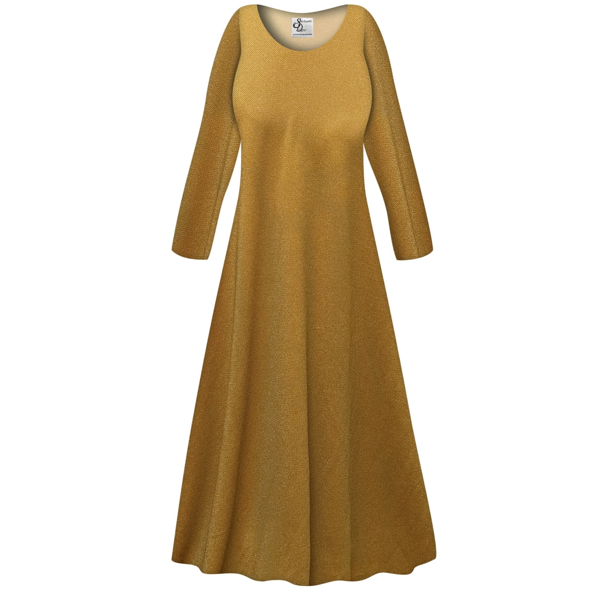 Plus Size Round Neck Long Sleeve Maxi Dress with Pockets